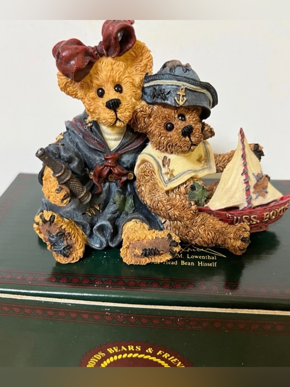 Boyds Bears Bearstone - Elvira and Chauncey Fitzbruin…Shipmates Nautical Boat